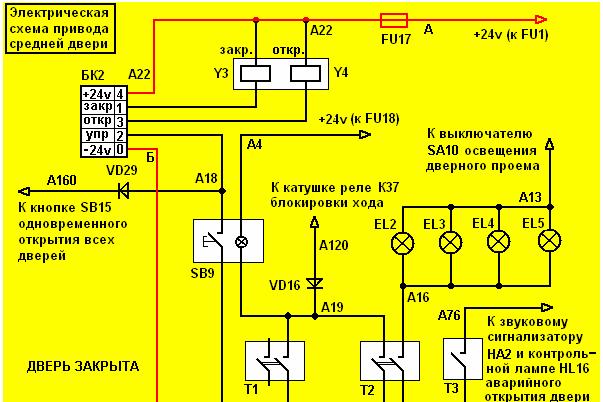 Схема электрическая двери