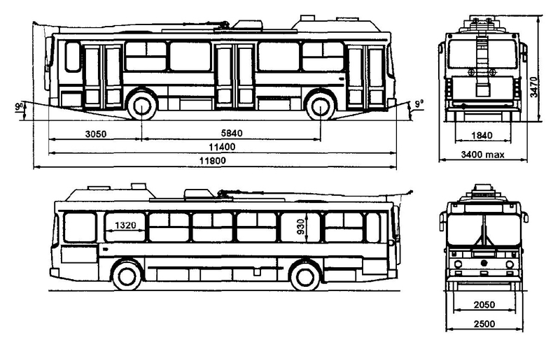 Троллейбус МАЗ 103Т. Чертеж