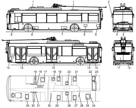 Троллейбус МАЗ 203Т. Чертеж