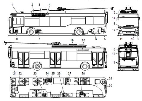 Троллейбус МАЗ 203Т. Установка электрооборудования