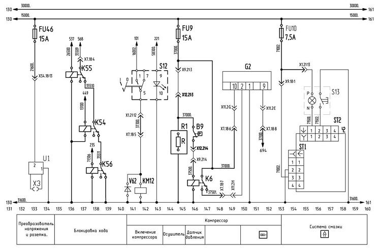 Схема управления компрессором и блокировка хода